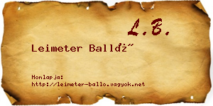 Leimeter Balló névjegykártya